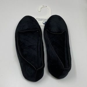 Charter Club Womens Medium 7 8 Loafer Slippers Black Memory Foam Indoor Outdoor